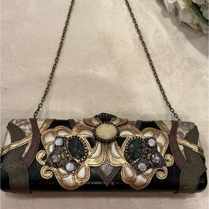 Yvette Floro Purse With Hand Crafted Medallions and Chain Links